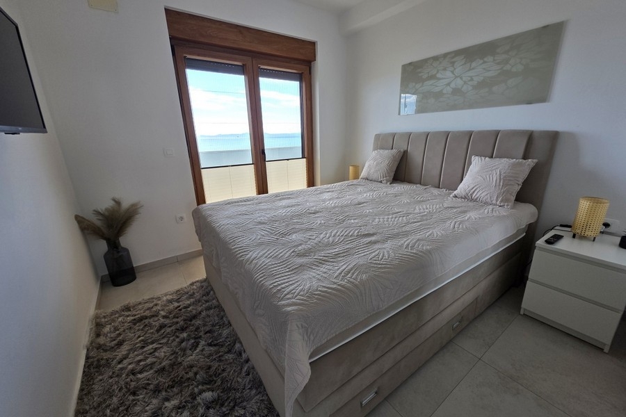 Bedroom with sea view in villa in Croatia
