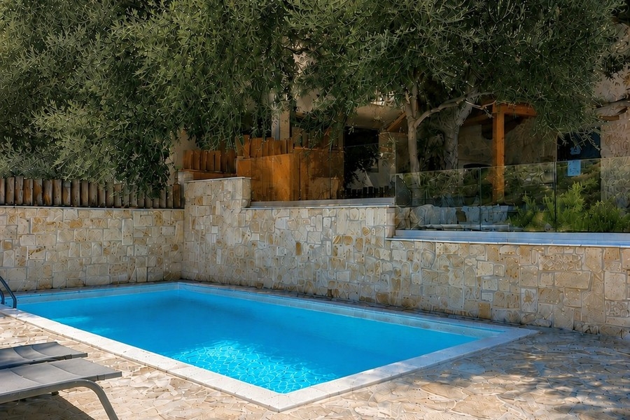 Swimming pool at the stone house in Croatia