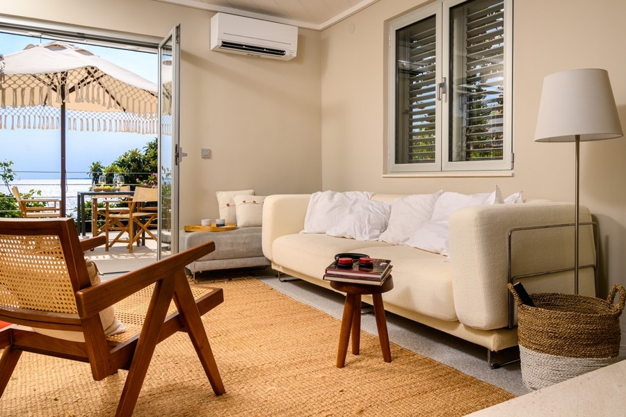 Bright living area with sofa