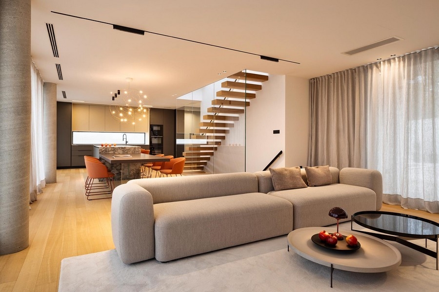 Open living area with kitchen in Croatia