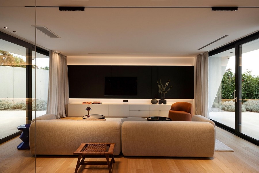 Living area with TV wall
