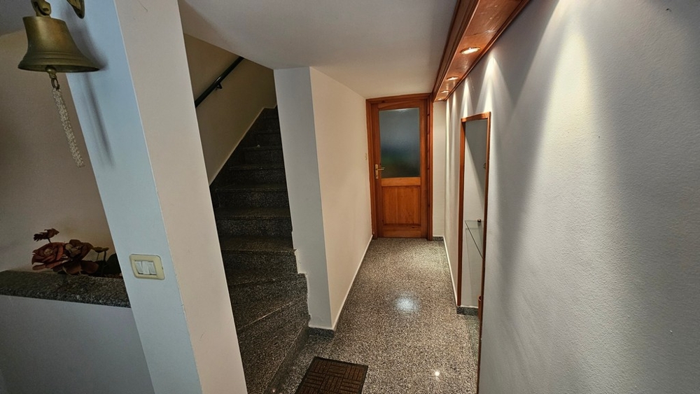 Hallway with window in stone house