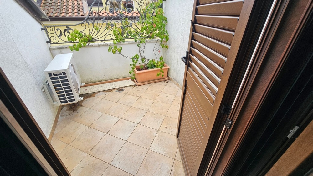 Terrace with air conditioning in the stone house