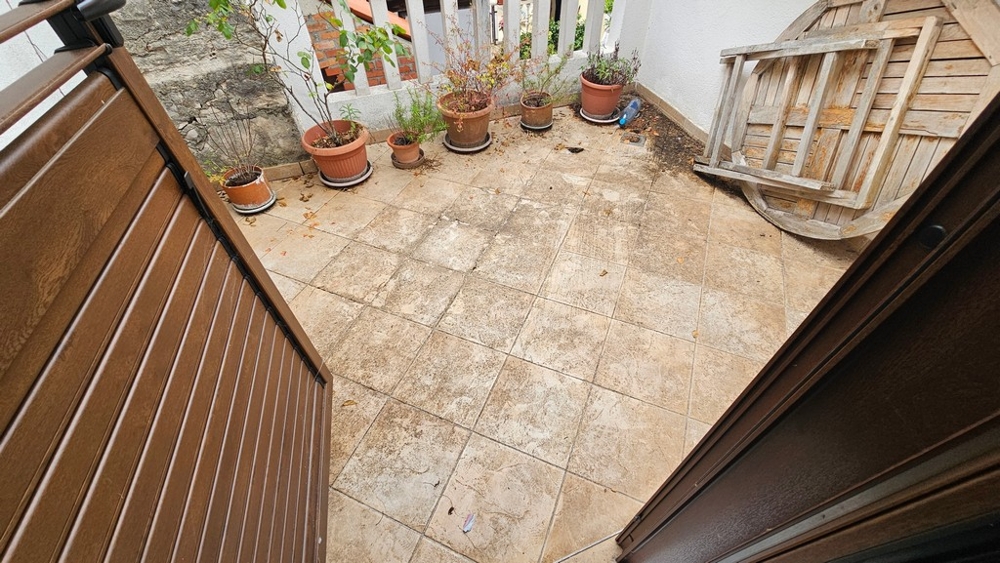Courtyard with floor tiles and plants