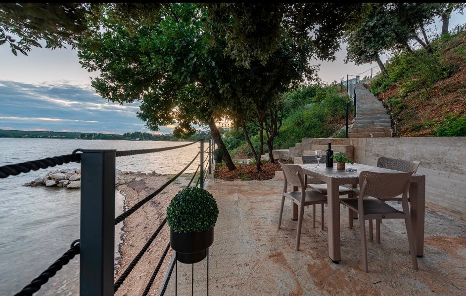 Seating group on the shore in Posedarje in Croatia