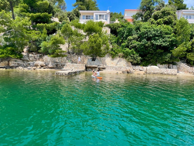 Turquoise water on the property