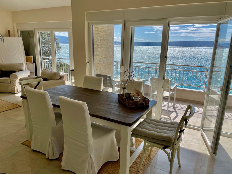 Living area with water views