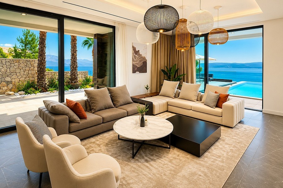 Bright living area with access to the terrace