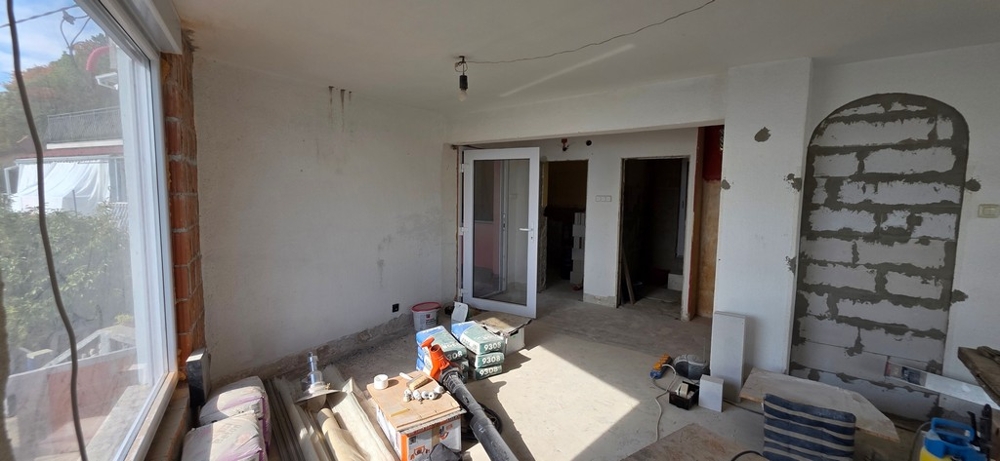 Interior with open living area under renovation