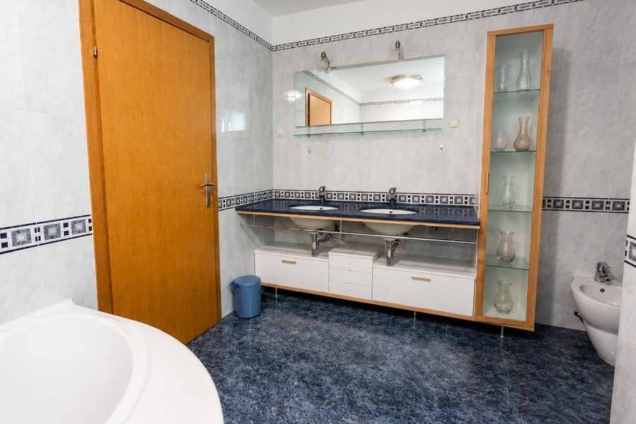 Bathroom with double vanity and bidet
