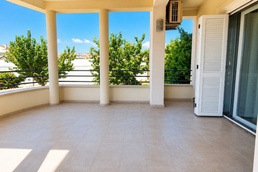 Covered terrace with a view of the greenery