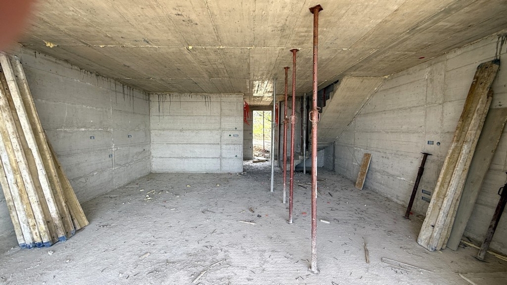 Interior in the shell with window openings