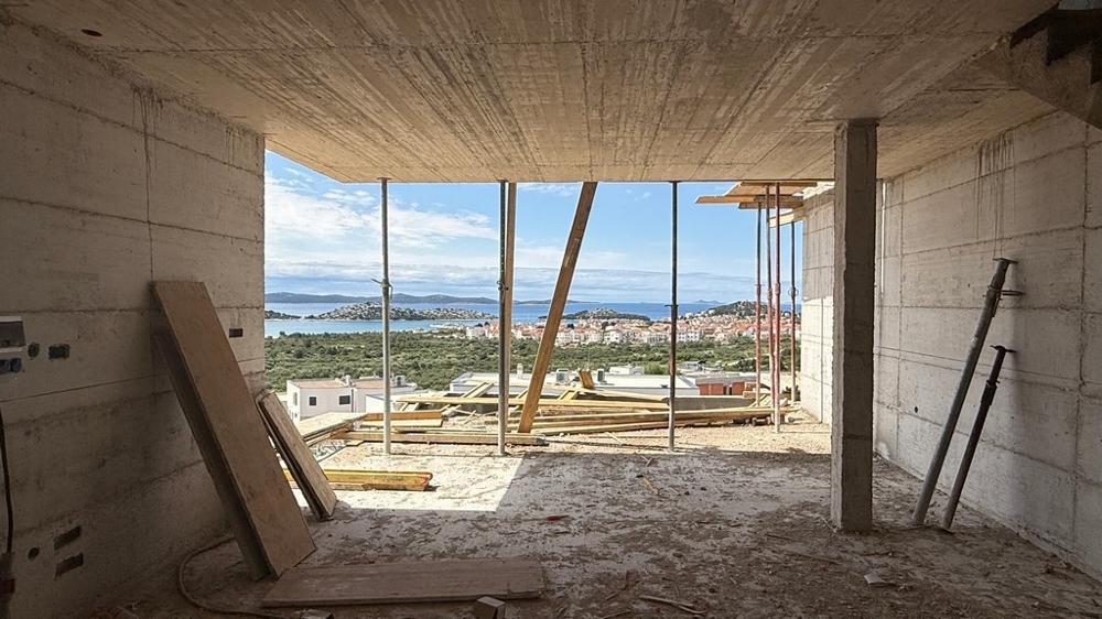 Large window front in the shell with sea views in Croatia