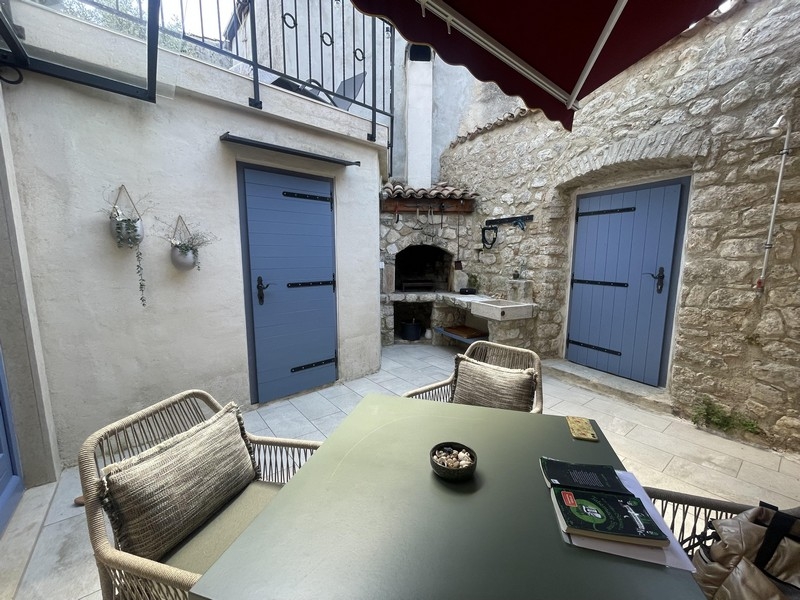 Natural stone courtyard with seating group