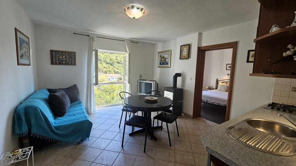 Living area with sofa and dining table