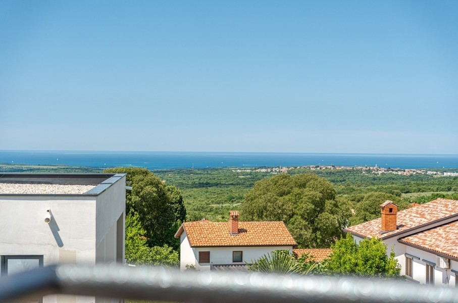 View from the villa over the landscape to the sea near Porec