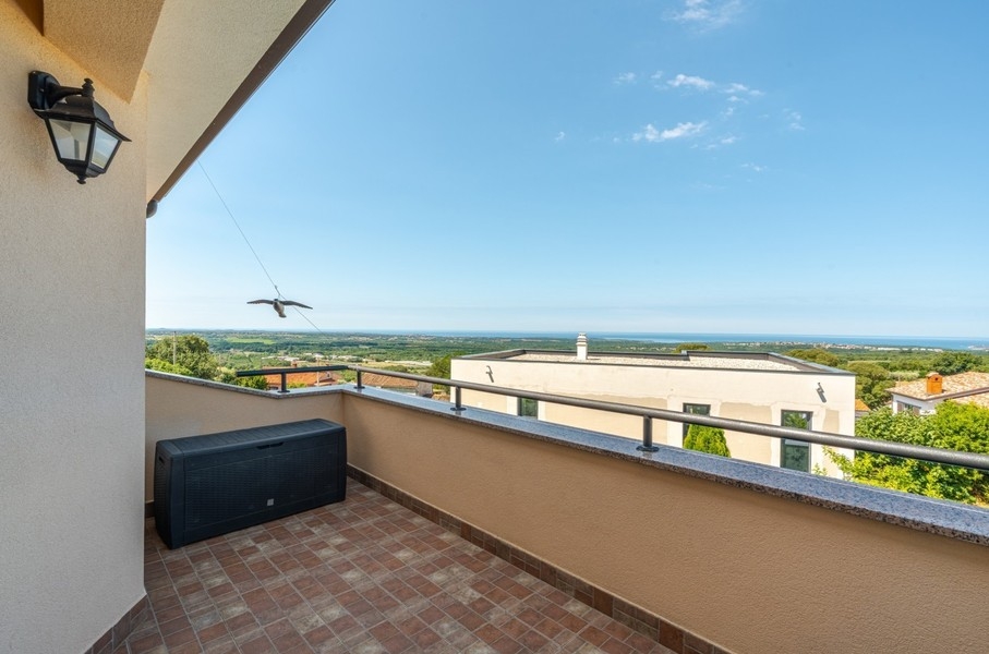 Terrace of the villa with a wide view of the sea near Porec