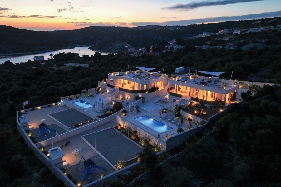 Aerial view of the property with two villas near Rogoznica