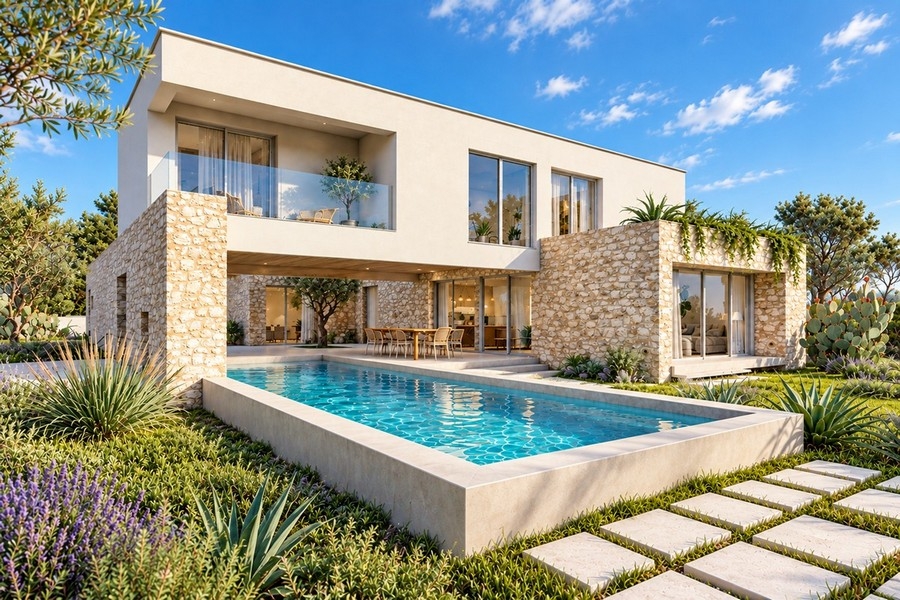 Buy a house in Croatia - new villa with pool in Rogoznica