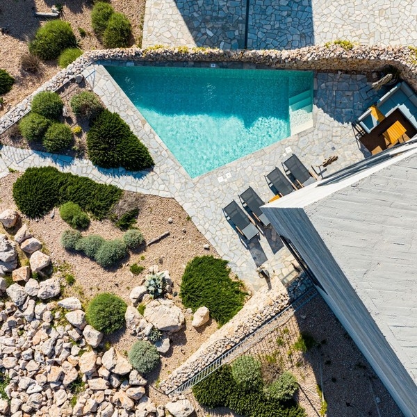 Pool and garden from the air