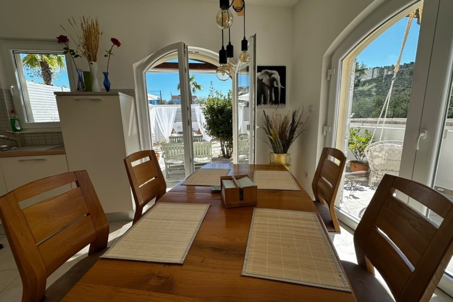 Dining area with wooden table