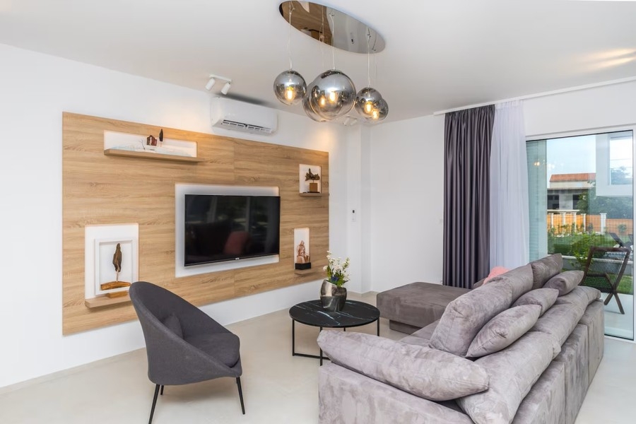 Living room with TV wall