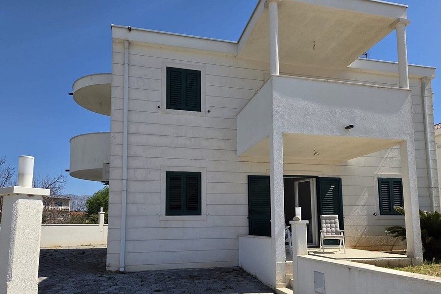 Exterior view of the house with balconies