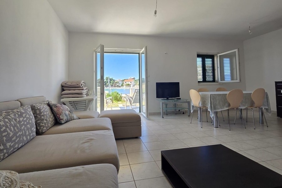 Living room with sofa and view outside