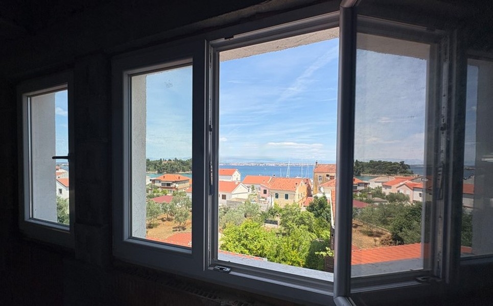View from the window of the sea and harbor