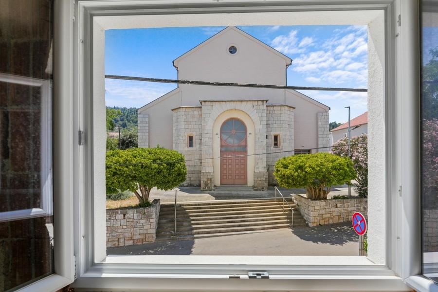 View of the church from the window