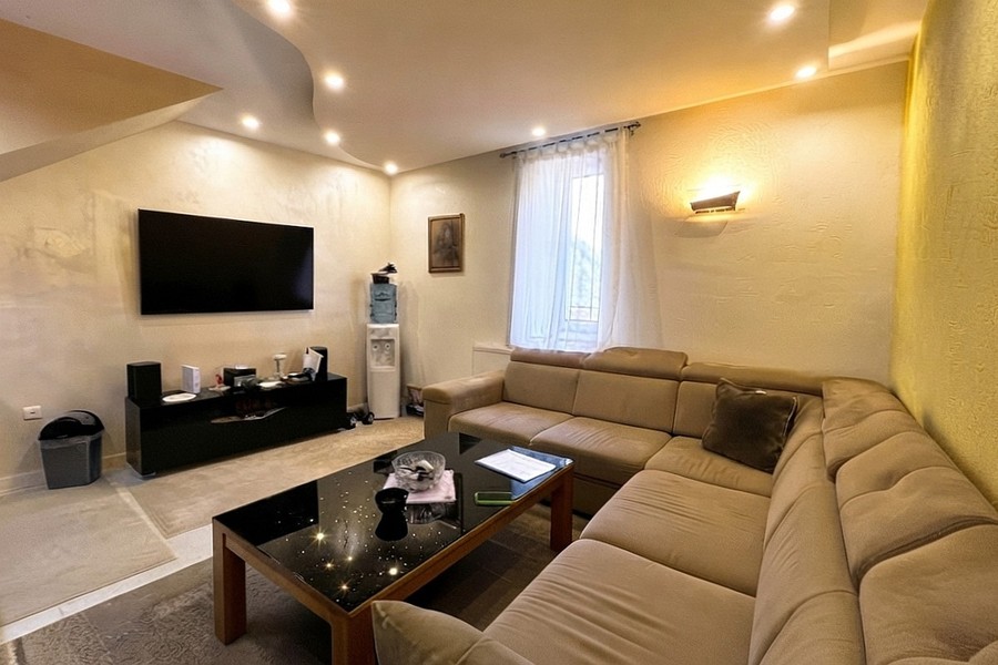 Living room with corner sofa and television