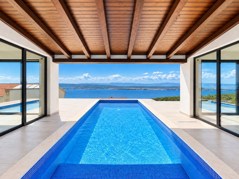 Modern villa with heated pool and sea views in Dramalj