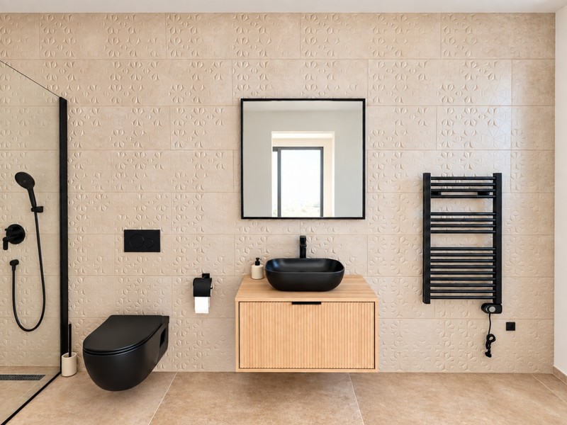 Bathroom with shower and towel radiator