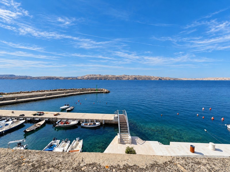 View from the roof terrace over the harbour and sea
