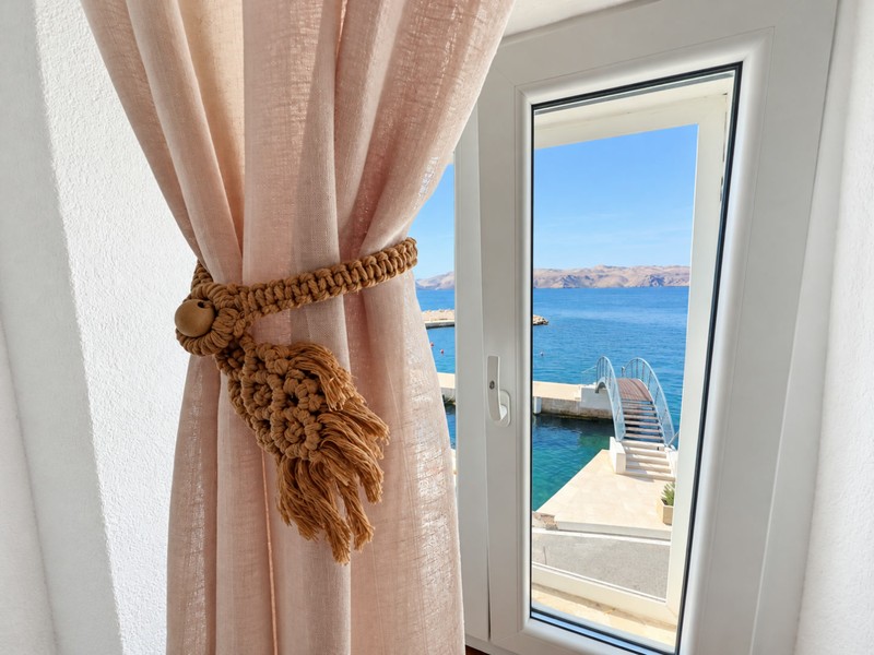 Balcony door with view of the sea