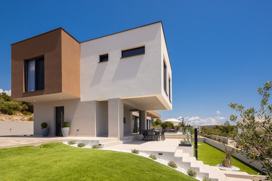 Villa with lawn and garden