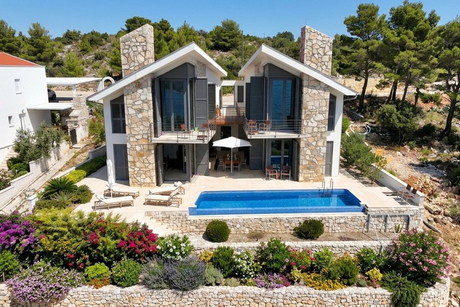 Stone villa with pool and garden