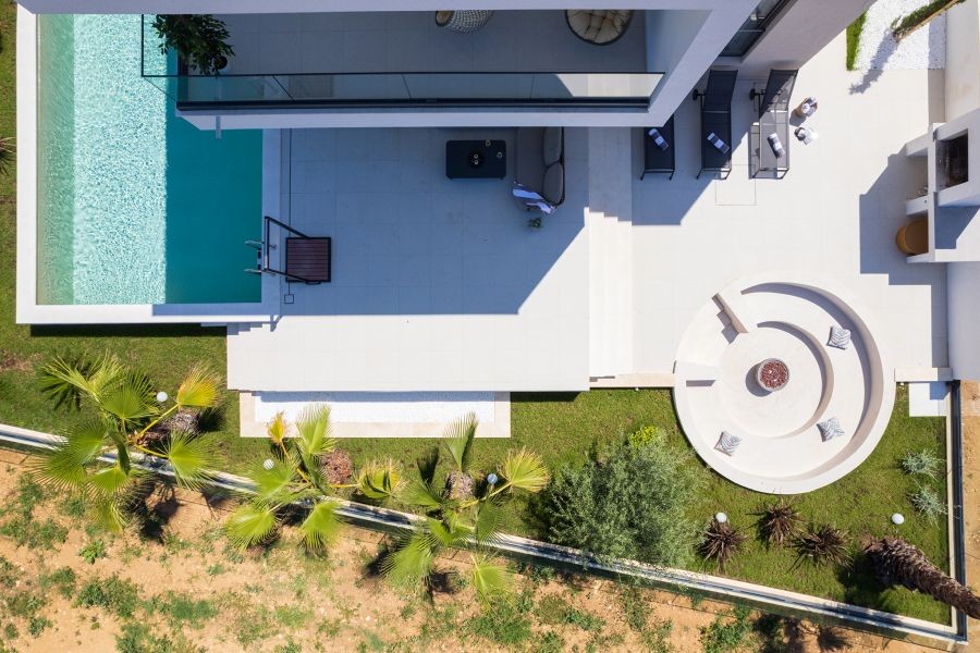 Pool and garden from above