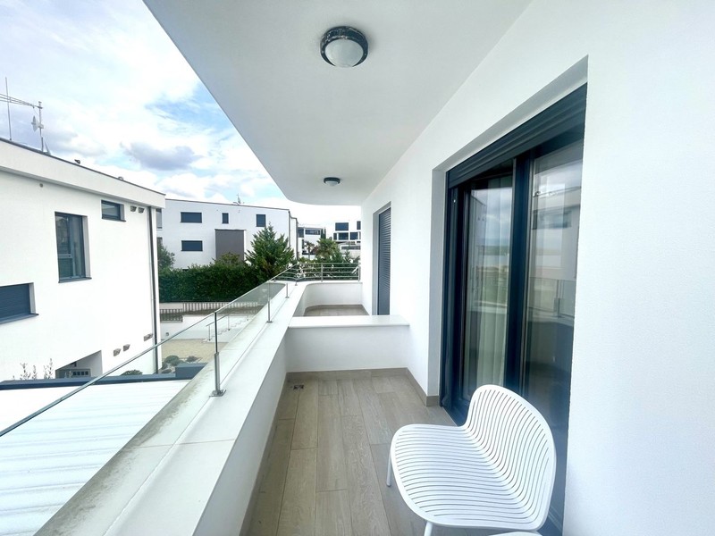 Balcony with glass balustrade