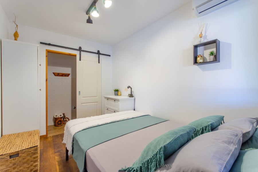 Bedroom with sliding door