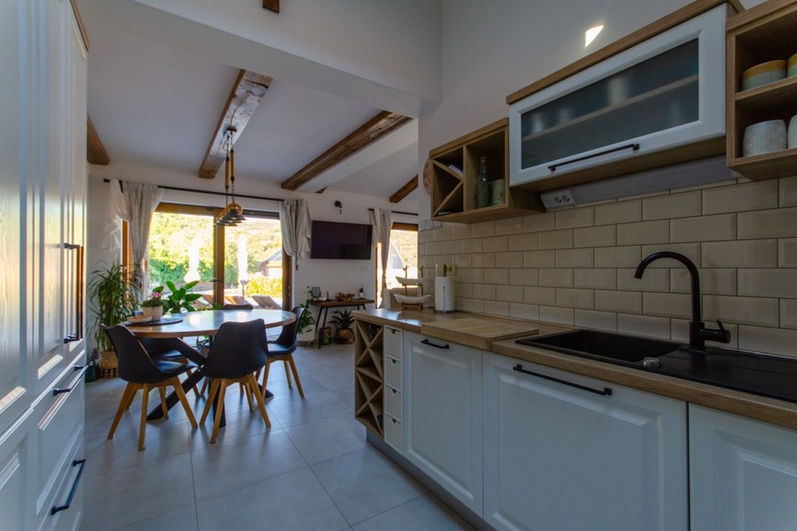 Kitchen with view of the dining area