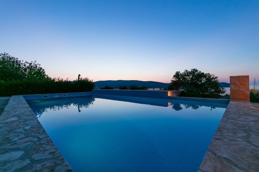 Pool in the evening with view of the sea