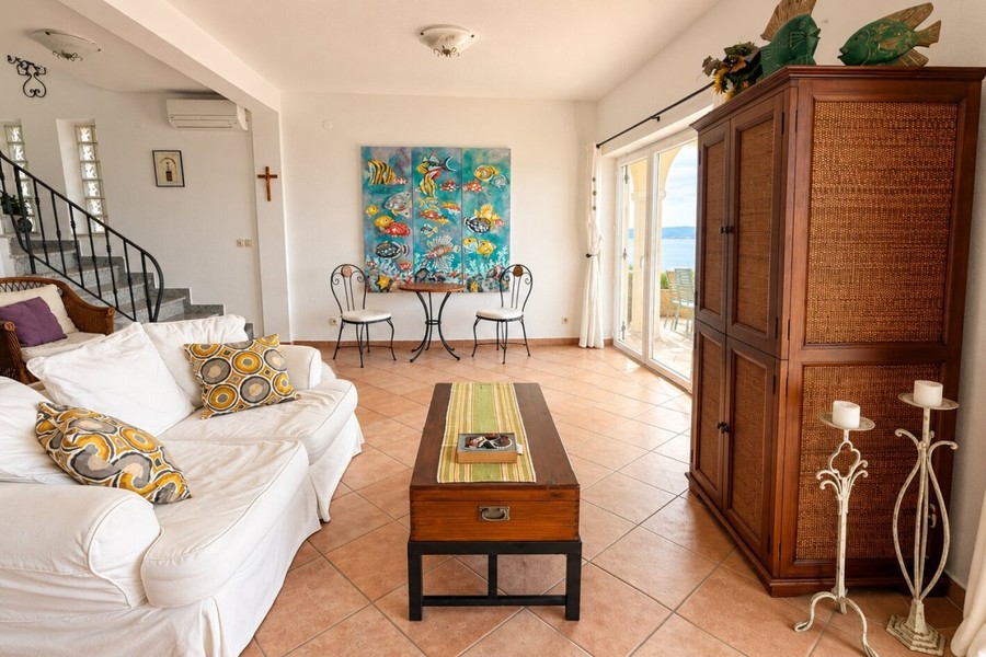 Living room with staircase to the upper floor