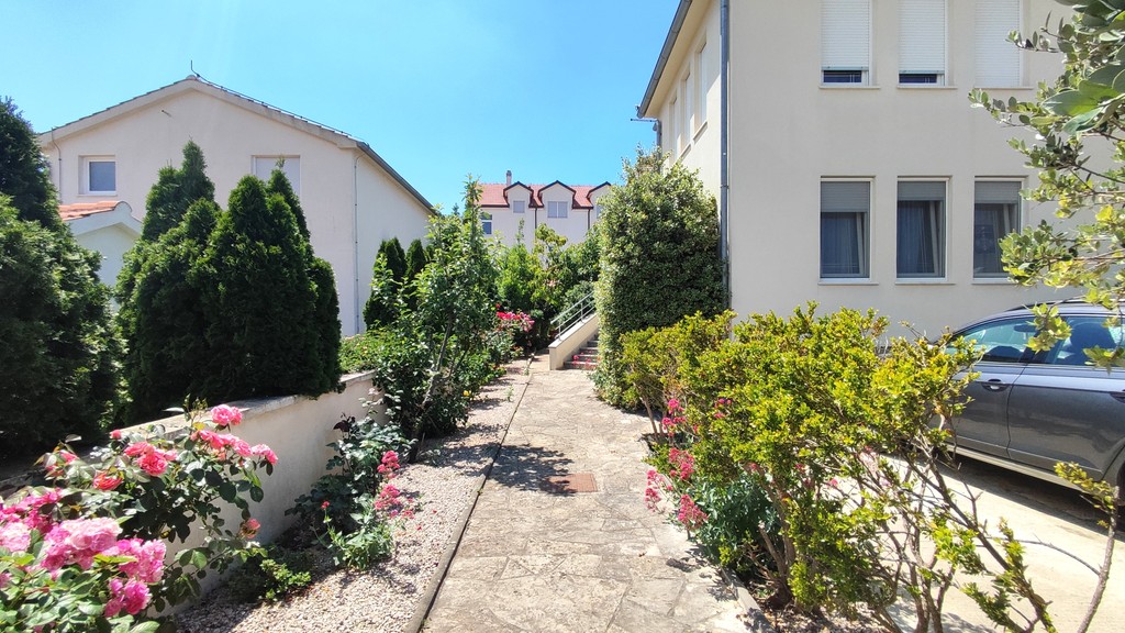 Garden path along the house wall