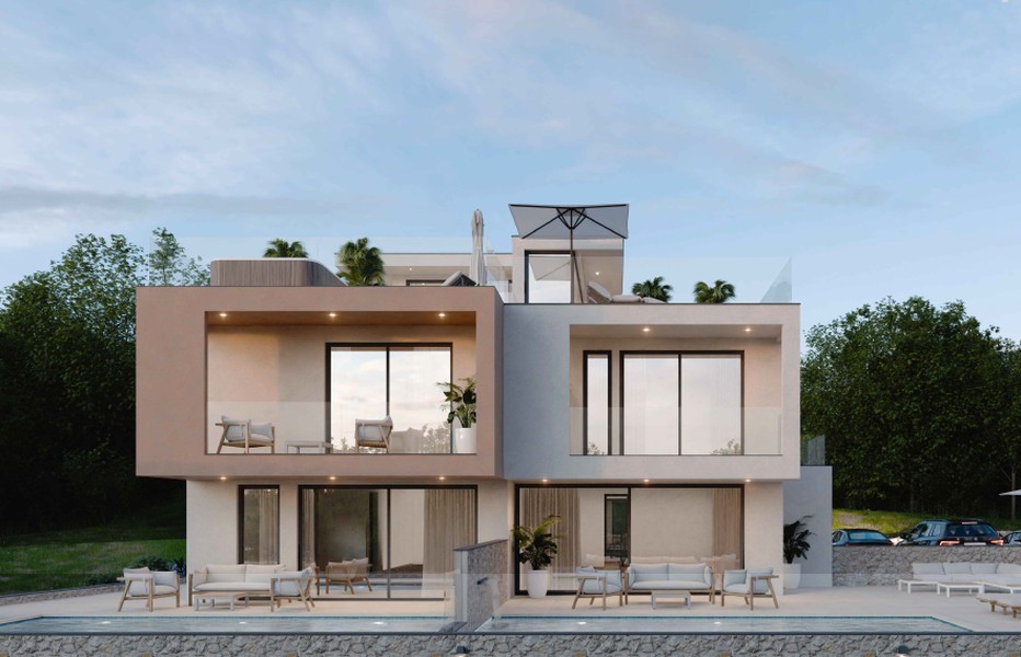 New semi-detached house with swimming pool in Vodice, Dalmatia