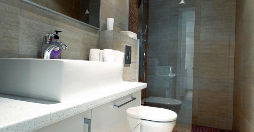 The bathrooms in the property are very modern and tastefully decorated.