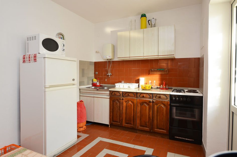 The kitchen area