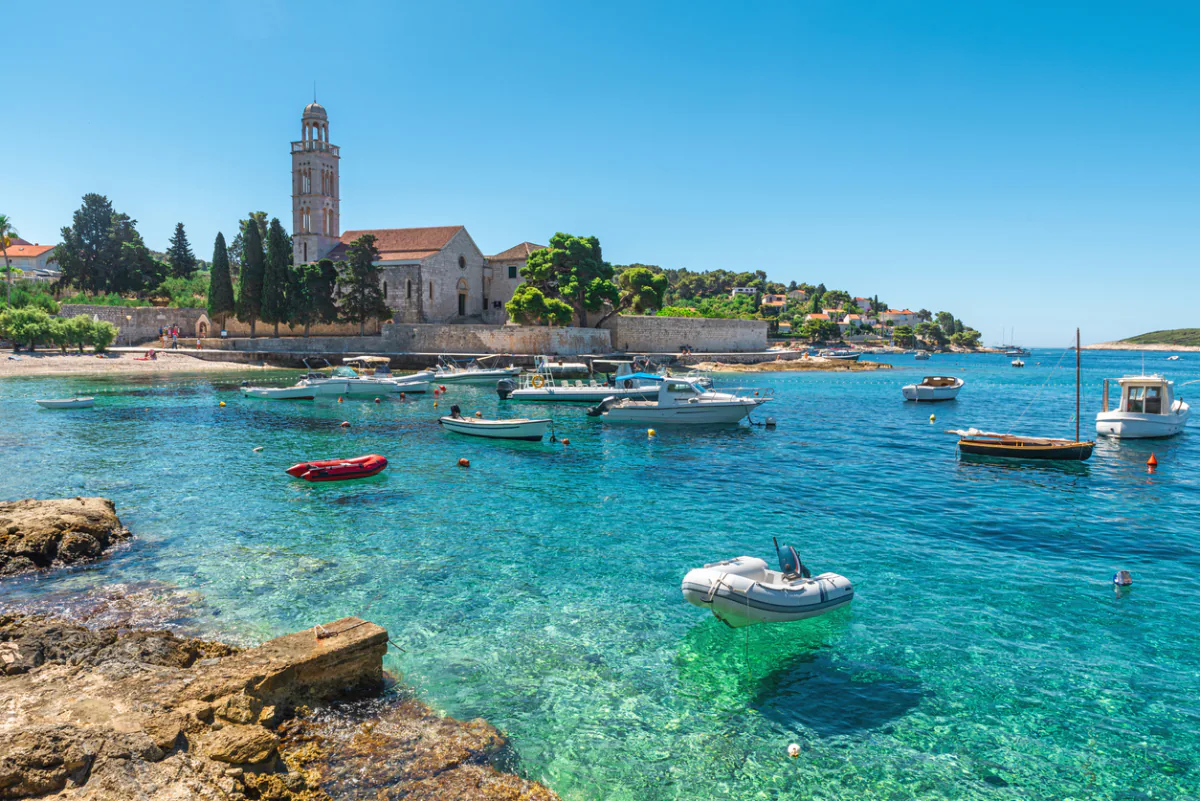 Monastery by the sea on Hvar Island in Dalmatia