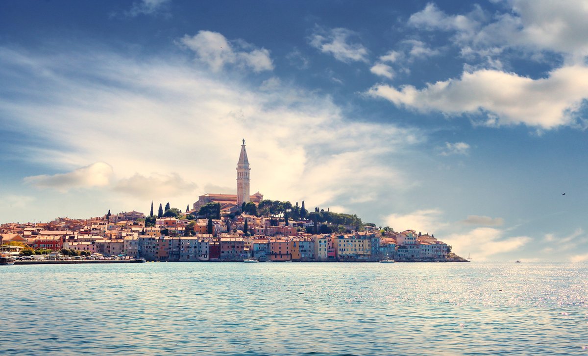 Old town of Rovinj by the sea in Istria