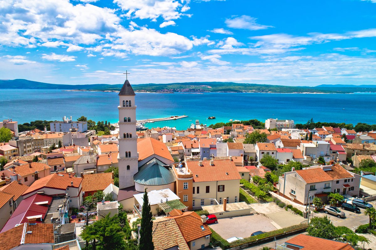 View over Crikvenica to the sea in Kvarner Bay